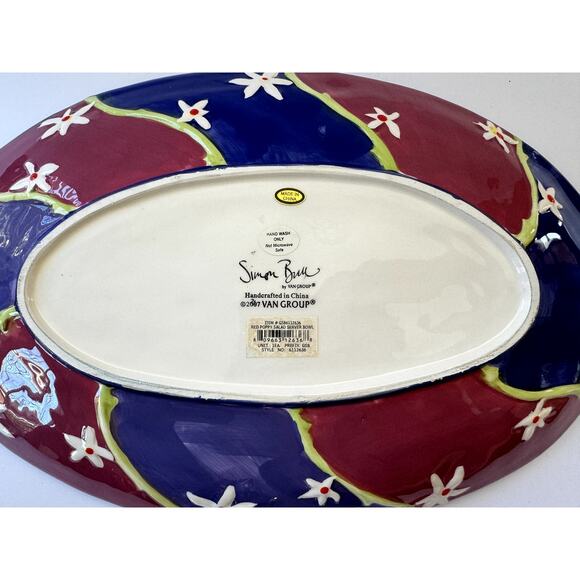 Simon Bull Limited Edition Art Salad Bowl Poppy‎ Flower Van Group Collectible - Picture 11 of 12